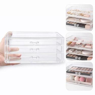 Imagem de Organizador Maquiagem Cosmeticos Com 3 Gavetas Estante Gaveteiro Joias