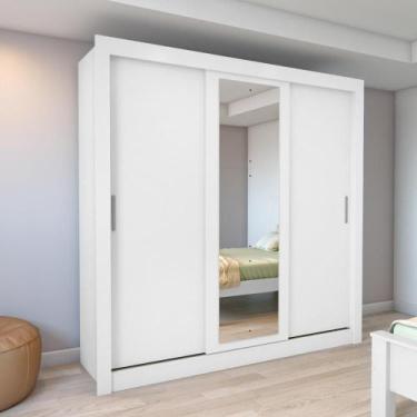 Imagem de Guarda Roupa Casal 3 Portas Com Espelho Atlas Branco - MÓVEIS LOPAS