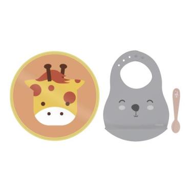 Imagem de COMP Kit Prato Infantil Baby Friends + Babador e Colher Tramontina