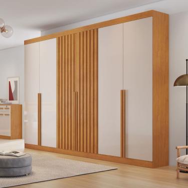 Imagem de Guarda Roupa Casal Ripado 6 Portas em MDF Siena Bianchi