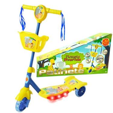 Imagem de Patinete Floresta Divertida 3 Rodas Infantil Som Luzes Cesta - DM Radi