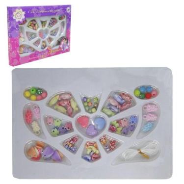 Imagem de Kit beleza / bijuteria infantil com 75 micangas colors coracao na caix