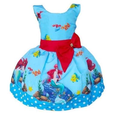 Imagem de Vestido Pequena Sereia Ariel Luxo Infantil Festa - Genérica, 1