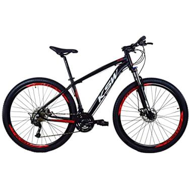 Imagem de Bicicleta Aro 29 KSW 27V Câmbios Shimano Alivio 7.0 Freio Hidraulico Cubo K7 Suspensão C/Trava - Preto/Vermelho 17