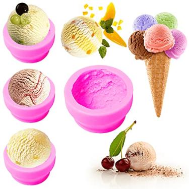 Imagem de 4 peças moldes de silicone em forma de bola de sorvete 3D moldes de fabricação de velas moldes de sabão de silicone, molde de massa de biscoito molde de gesso de aromaterapia para bolo de casamento decoração de sobremesa de chocolate faça você mesmo sabonete, artesanato de resina