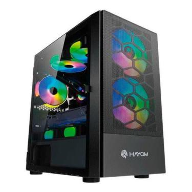 Imagem de Gabinete Gamer Mid Tower Matx Hayom Com 2 Fans Grandes Rgb