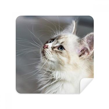 Imagem de Pano de limpeza de tela de tecido de camurça branco perfil animal gato animal animal de estimação pacote com 2
