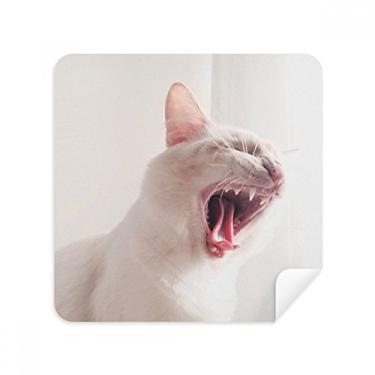 Imagem de Animal White Fierce Cat Photograph Glasses Pano Limpador de Tela Tecido Camurça Pacote com 2