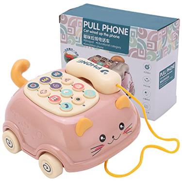 Imagem de Telefone móvel de bebê para carro, 16 funções, telefone de plástico, brinquedo educativo para carro, para simulação, telefone de gato para brinquedo para crianças para crianças(Cor de rosa)