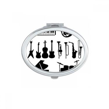 Imagem de DIYthinker Sax Música Clássica Ouvir Combinação Oval Espelho Portátil Dobrável Maquiagem Dupla Lado Óculos