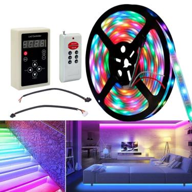 Imagem de Fita De Led Digital Flexível RGB Luz Colorida 6803 De 5M Com 328 Efeitos IP67De 12V Com Controlador E Controle Remoto