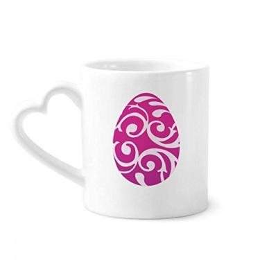 Imagem de Caneca de cerâmica de café com design de ovo roxo festival de religião de Páscoa copo de coração de vidro