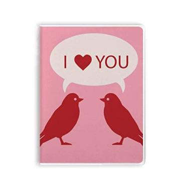 Imagem de Diário de capa macia para caderno Love Birds Dia dos Namorados Vermelho Rosa