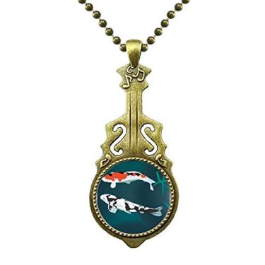 Imagem de DIYthinker Par tradicional para casal, colar de peixe chinês, joias antigas com pingente de música