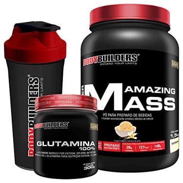 Imagem de Kit Hipercalórico Amazing 1,5KG Baunilha + Glutamina 300g + Coqueteleira + Bodybuilders