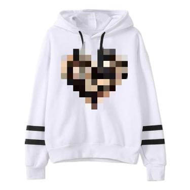 Imagem de Moletom feminino com capuz leve solto feminino outono inverno, Branco, M