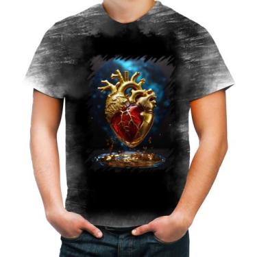 Imagem de Camiseta Desgaste Coração De Ouro Líquido Gold Heart 9 - Kasubeck Stor
