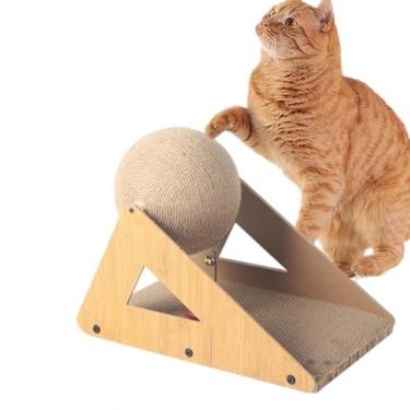Imagem de Bola de arranhar para gatos interativa almofada de arranhador de gato brinquedo bola rotativa para animais de estimação suporte de arranhar brinquedo sisal natural gatinho coelho moagem garra tábua de arranhar, grande