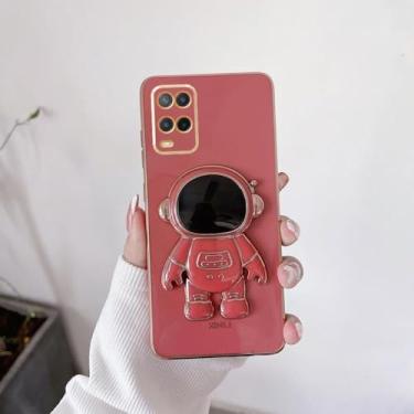 Imagem de Para Oppo a54 Capa de revestimento de suporte de astronauta para Oppo A54 A52 A16 A15 A36 A58 A53 A74 A57 A17 A72 4g 5g Capa de suporte de silicone, camélia vermelha, para OPPO A74 5G