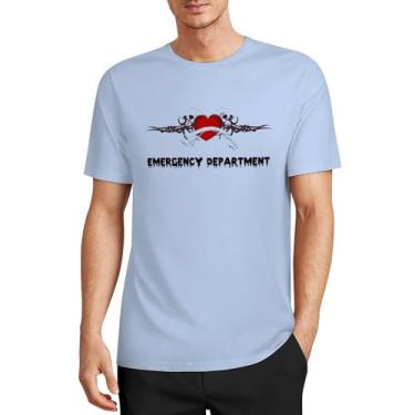 Imagem de Camiseta CHAIKEN&Capon ER Department, camiseta masculina com tema de saúde, 5GG, masculina, gola redonda, manga curta, algodão, Azul bebê, XXG