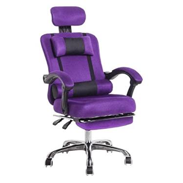 Imagem de Cadeira reclinável ergonômica de escritório com encosto alto estilo de corrida com suporte lombar altura ajustável encosto de cabeça de malha respirável almofada de assento de espuma macia com apoio