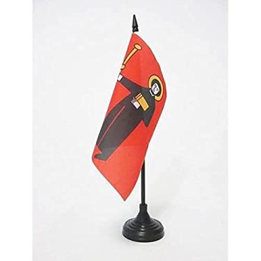 Imagem de Bandeira de mesa cantona de Glarus AZ de 12,7 cm x 12,7 cm - Glarus - Bandeira de mesa GL 15 cm x 15 cm - Bastão de plástico preto e base