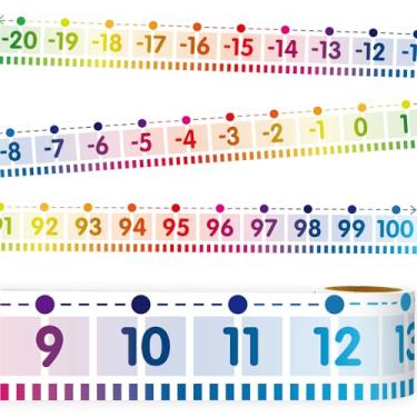Imagem de Quadro de avisos numéricos com borda arco-íris -20 a 100 decoração de sala de aula 11 m 1 rolo decoração de aulas de matemática