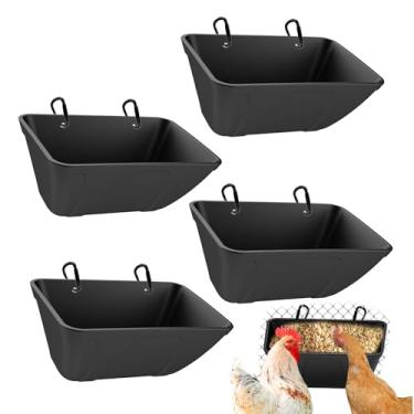 Imagem de Comedouro de galinha bebedouro suspenso para pato, ganso, cabra, ovelha, cão, aves e pequenos animais em galinheiro e fazenda, alimentador de suprimentos para cabras (4, preto)