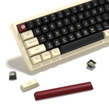 Imagem de KBDiy Semelhante ao conjunto de teclas SA Profile Clone Rome PBT Double Shot, 160 teclas pretas e brancas personalizadas 60% teclas retrô para teclado mecânico 61/64/68/84/87/100/104/108