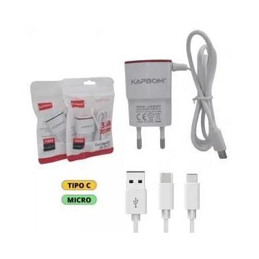 Imagem de Carregador Celular Kapbom Tipo C e V8, TIPO C