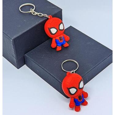 Imagem de Chaveiro com Pingente Mini Boneco 3D Emborrachado Super Heróis Homem a