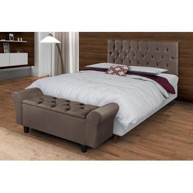 Imagem de Conjunto Recamier Baú Cabeceira Cama Lara 160 cm Sapateira Puff Closet