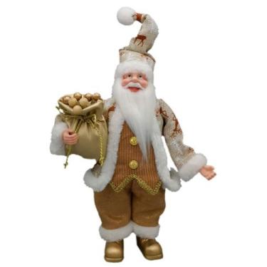 Imagem de Papai Noel Pequeno Linho Marrom Decoração Natal 30cm - Zona Livre