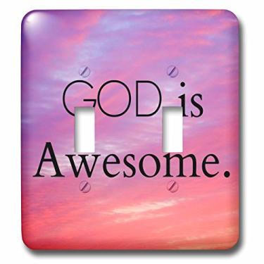 Imagem de 3dRose LSP_180158_2 GOD is Awesome, Lettering Cloud Picture Background Double Toggle Switch, Preto/Vermelho
