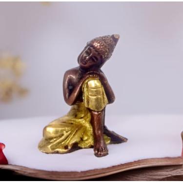 Imagem de Buda de descanso de ídolo de latão roxo com acabamento exclusivo em cobre dourado (11948)