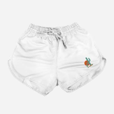 Imagem de Short Feminino Moda Praia Tactel Estampado - RELAXADO, Branco cacto, G