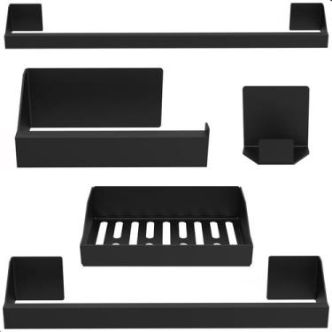 Imagem de Kit Acessórios Para Banheiro Preto 5 Peças Master Slim DF - HomeDecor