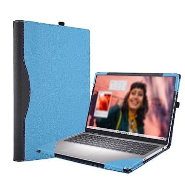 Imagem de Forubar Capa para laptop 2023 para Dell Inspiron 15 3000 3530 3520 3510 3515 3511 e Vostro de 15 polegadas [não outros modelos] Capa protetora de couro PU (azul claro)