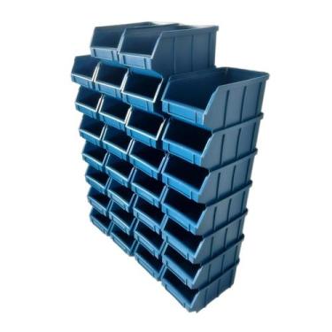 Imagem de Kit 30 Gaveteiro Bin N 04 Caixa Organizadora Resistente - Magus, Azul