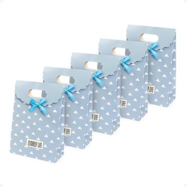 Imagem de 5 Sacola De Presente De Papel Personalizada Com Alça 18x23cm - Hxt, Az