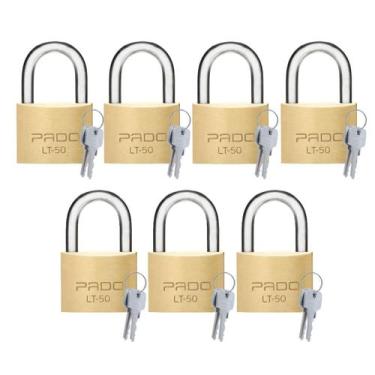 Imagem de 7 Pç Cadeado Latão 50mm Pado Para Bicicleta Mesma Chave