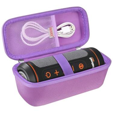 Imagem de BOVKE Estojo de transporte para alto-falante Bushnell Wingman 2/Bushnell Wingman Golf GPS Bluetooth, bolso extra de malha para cabos de carregamento e acessórios, roxo