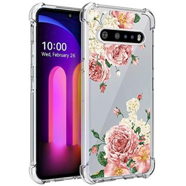 Imagem de Capa para LG V60 ThinQ da Osofmetro, capa para LG V60, floral para meninas, feminina, com absorção de choque, flexível, de borracha de TPU para LG V60 ThinQ, Big Rose Flower