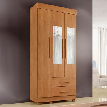 Imagem de Guarda-Roupa Solteiro Orleans 3 Portas 2 Gavetas com Espelho Cinamomo - Pnr Móveis