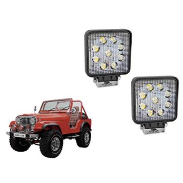 Imagem de Par Farol Auxiliar Led Bivolt Selado 4'' X 4'' Quadrado 9 Leds Alto Desempenho Caminhão