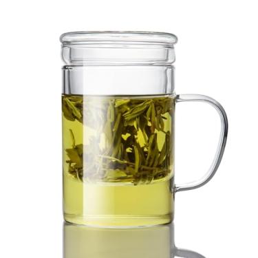 Imagem de Xícara de chá com infusor e tampa, 400 ml – Caneca infusor de chá de vidro borossilicato para chás de folhas soltas, caneca de infusão pessoal com filtro, durável e elegante, segura para lava-louças