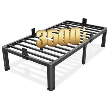 Imagem de Yitong Angel Estrutura de cama de solteiro de 35,5 cm com pernas de canto redondo, rolha deslizante de colchão, plataforma de metal resistente de 1,587 kg, sem necessidade de mola box, suporte de