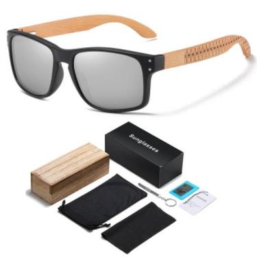 Imagem de Óculos De Sol Polarizado Haste Madeira Ezreal Na Caixa, 3, Prata