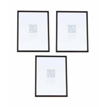 Imagem de Kit 3 Porta Retrato em Metal Vidro 15x20 Moldura Lisa Preto - Tokyo De
