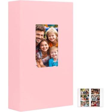 Imagem de Aevdor Álbum De Fotos 4X6 Com 360 Bolsos, Capa Linho Grande Capacidade Para Guardar Fotos, Álbuns Páginas Sem Ácido E Janela Frontal Família, Aniversário Casamento Bebê (Rosa)